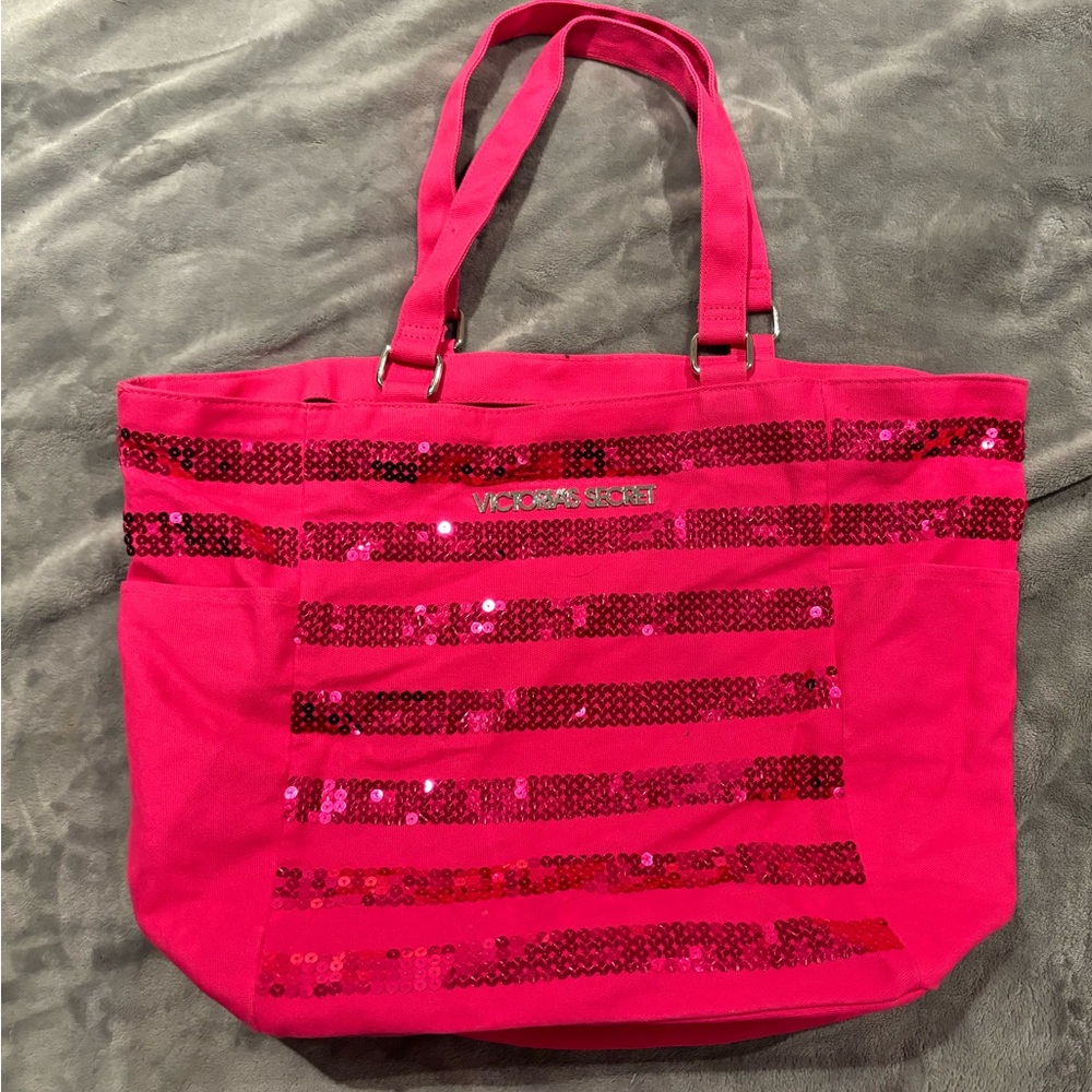 Victoria's Secret Hot Pink Sequin Tote